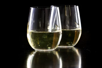 Acrylic prints Wine stemless white wine glasses