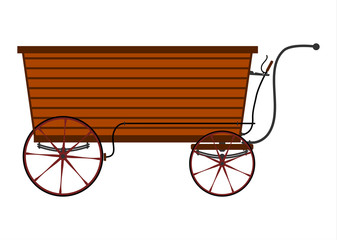 Wooden retro cart. Vector.
