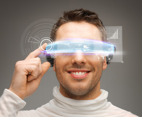 businessman with digital glasses
