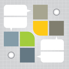 Infographic design with ribbons and notepapers