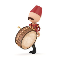 3d ramadan drummer with drum