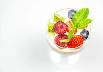 Mix fruit parfait for dessert