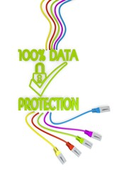 smart phone symbol with colourful network cable