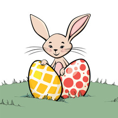 Bunny with two easter eggs
