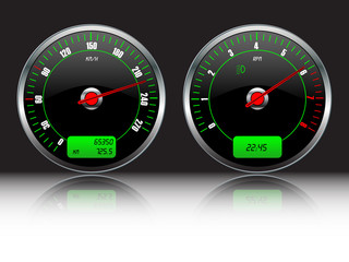 Car speedometer and RPM instruments,vector