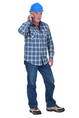 Laborer with mobile phone