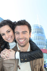 Couple visiting city