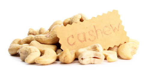 tasty cashew nuts, isolated on white