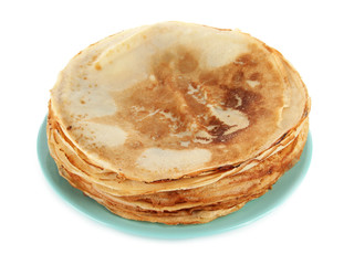 Pancake on plate isolated on white