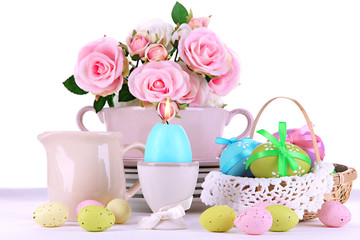 Place setting for Easter isolated on white