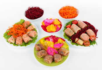 Stuffed cabbage rolls isolated on white