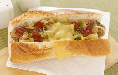 Melted Cheese Hot Dog