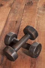 vintage iron dumbbells