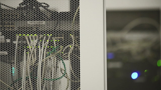 Servers full of data blinking