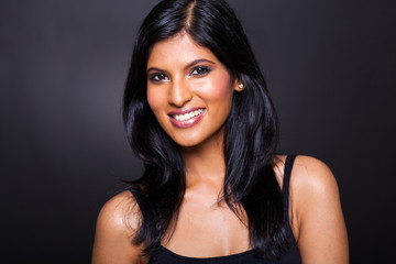close up portrait of cheerful latin woman