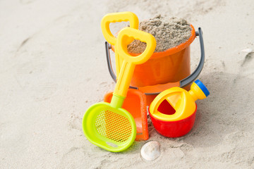 Fototapeta na wymiar Toys on beach