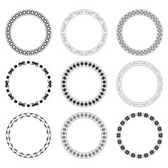 black round frames with ornament - vector set