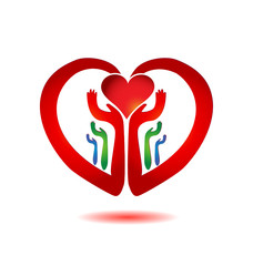 Hands holding a heart icon vector