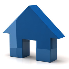 Illustration of blue house on white background