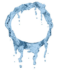 Fototapeta na wymiar blue water circle frame on white