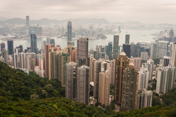 Fototapeta na wymiar Hong Kong skyline from Victoria Peak