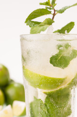 Iced cold Lime Mojito cocktail close-up