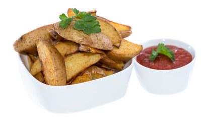 Potato Wedges isolated on white