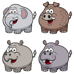 Vector illustration of Wild animals cartoons