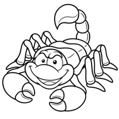 Vector illustration of cartoon scorpion - Coloring book