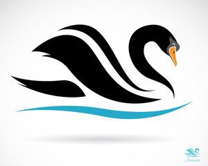 Naklejka premium Vector of a swan on a black background. Animal. Easy editable layered vector illustration.