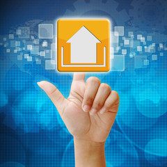 In press upload icon on touch screen interface