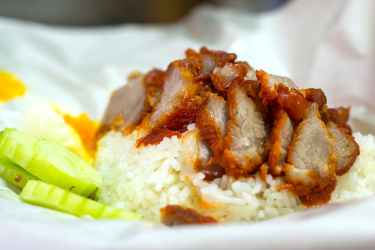 rice with roasted red pork