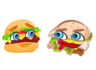 hamburger with cute face