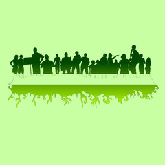 Naklejka na ściany i meble people at green vector silhouette illustration