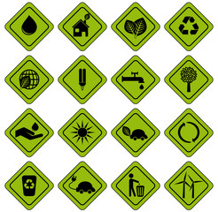Set 1 icônes écologiques panneaux