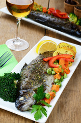 Trout and wine