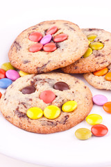 face on chocolate chip cookie