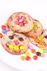 face on chocolate chip cookie