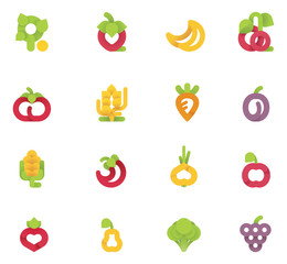Vector fruits and vegetables set