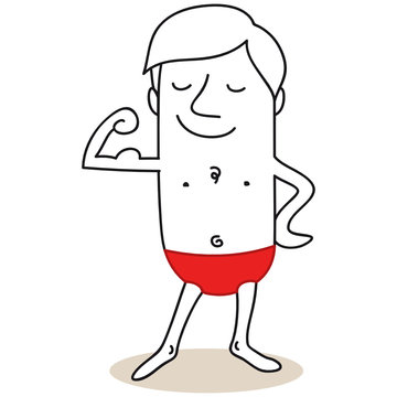 Figur, Badehose, Posing, Poser, Angeber, Bizeps, Muckis