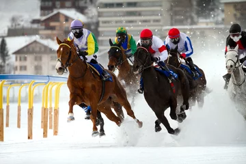 Papier Peint photo autocollant Léquitation courses de chevaux d& 39 hiver