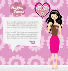 Cute girl with speech bubble background