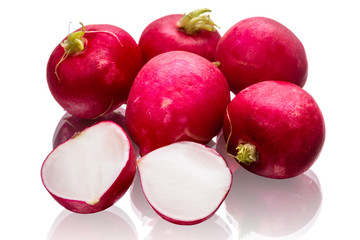 Radishes on white