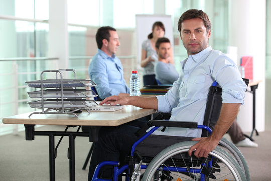 Working man in wheelchair