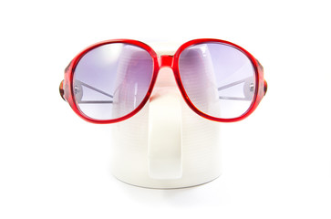 Smile cup with Sunglasses isolated