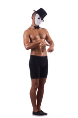 Fototapeta premium Naked muscular mime isolated on white