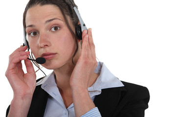 Young woman with headset