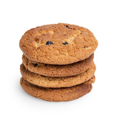 oat cookies with raisins in stack