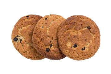 heap of oat cookies with raisins