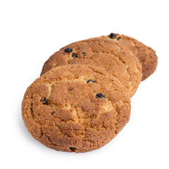 heap of oat cookies with raisins